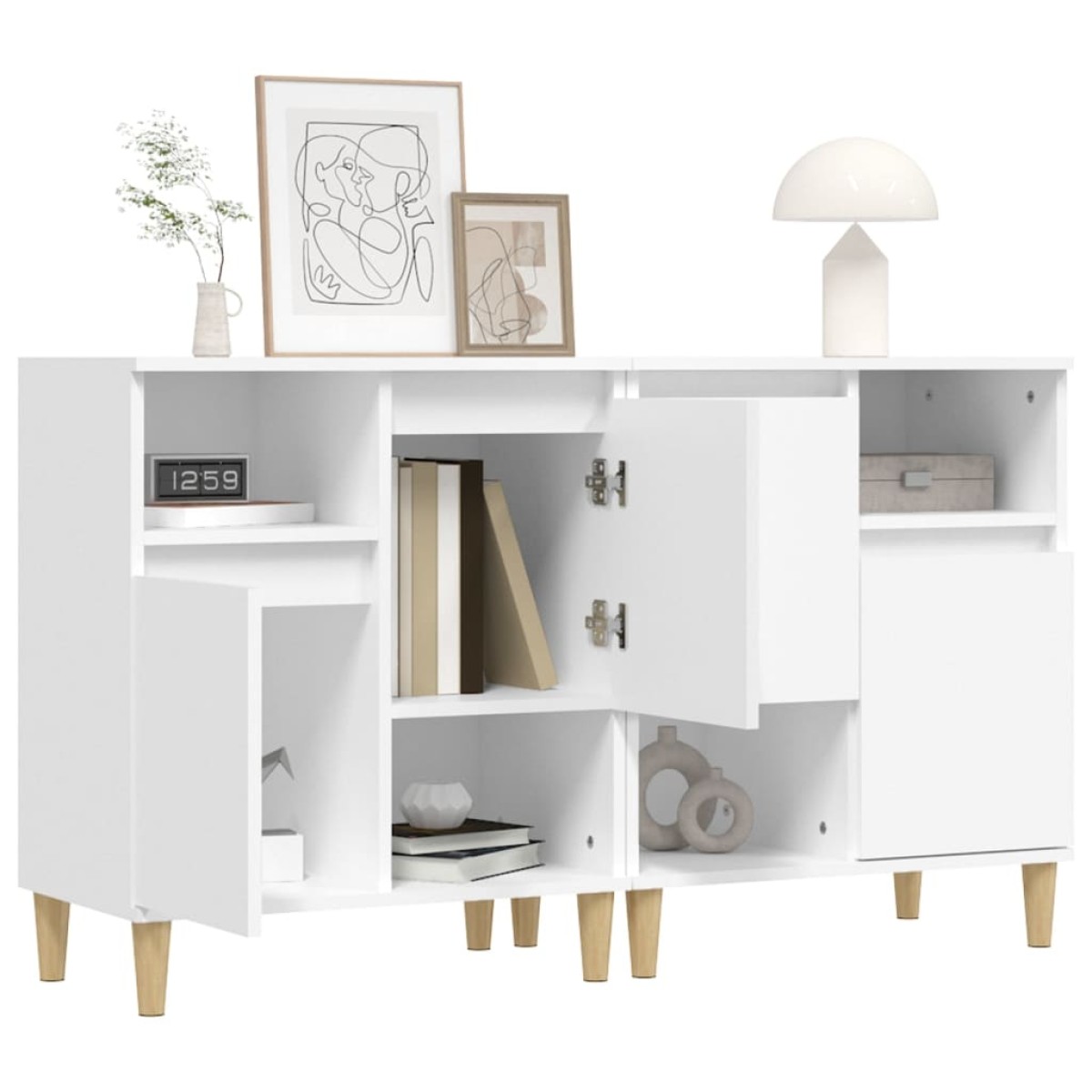 vidaXL Ντουλάπια 2 τεμ. Λευκά 60 x 35 x 70 εκ. από Επεξεργασμένο Ξύλο