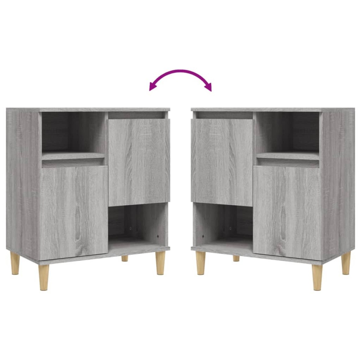 vidaXL Ντουλάπι 2 τεμ. Γκρι Sonoma 60x35x70 εκ. από Επεξεργασμένο Ξύλο