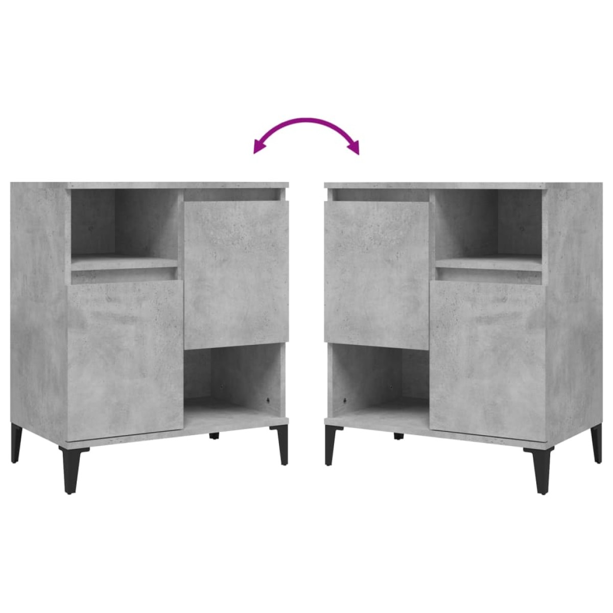 vidaXL Ντουλάπια 2 τεμ. Γκρι Σκυροδέματος 60x35x70 εκ. Επεξεργ. Ξύλο