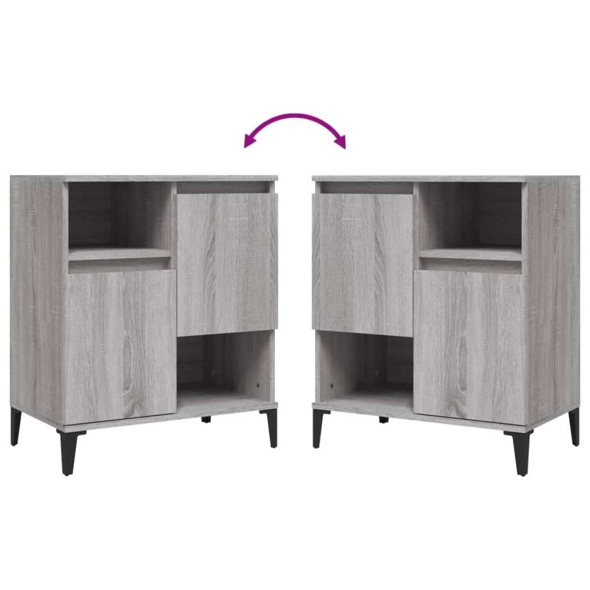 vidaXL Ντουλάπι 2 τεμ. Γκρι Sonoma 60x35x70 εκ. από Επεξεργασμένο Ξύλο