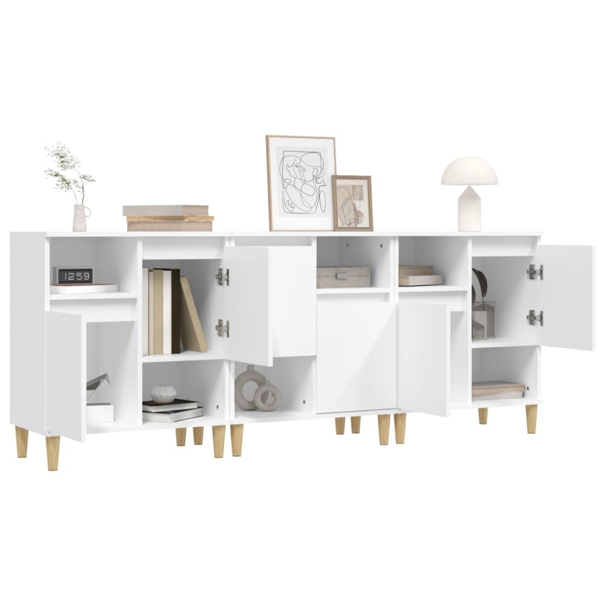 vidaXL Ντουλάπια 3 τεμ. Λευκό 60x35x70 εκ. Επεξεργασμένο Ξύλο