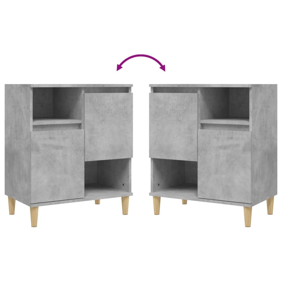 vidaXL Ντουλάπια 3 τεμ. Γκρι Σκυροδέματος 60x35x70 εκ. Επεξεργ. Ξύλο