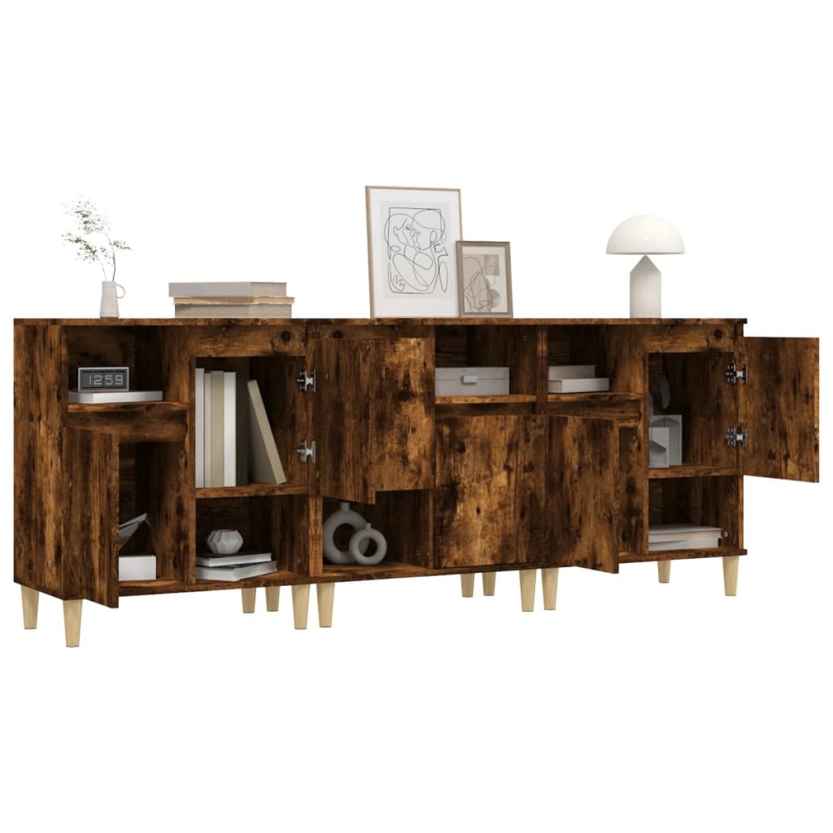 vidaXL Ντουλάπια 3 τεμ. Καπνιστή Δρυς 60x35x70 εκ. Επεξεργασμένο Ξύλο
