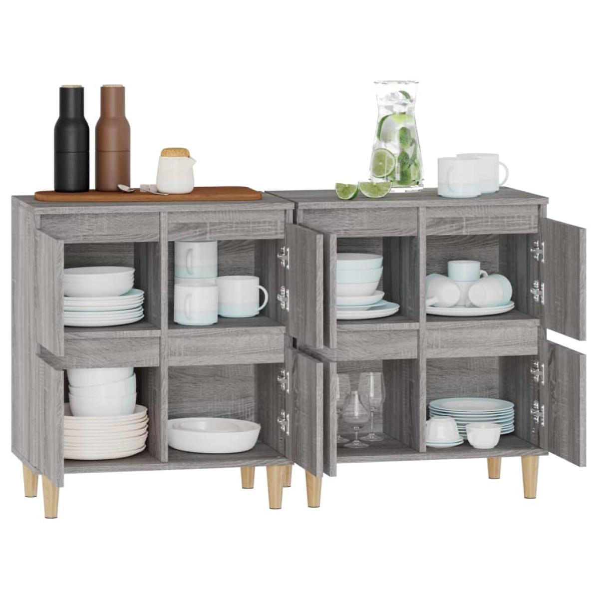 vidaXL Ντουλάπι 2 τεμ. Γκρι Sonoma 60x35x70 εκ. από Επεξεργασμένο Ξύλο