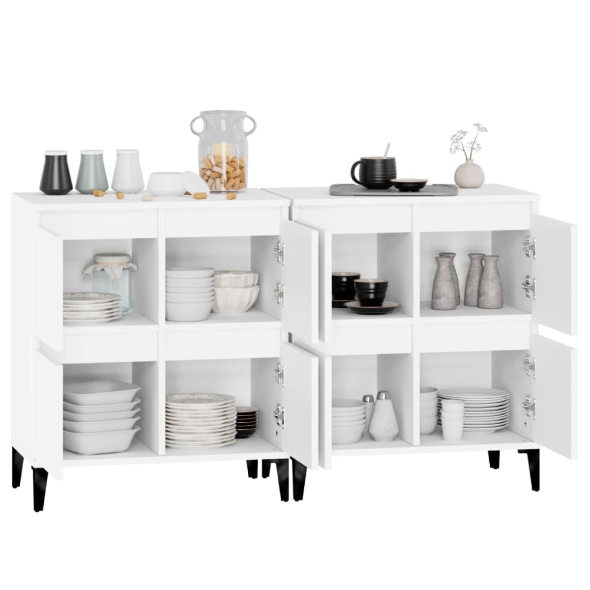 vidaXL Ντουλάπια 2 τεμ. Λευκά 60 x 35 x 70 εκ. από Επεξεργασμένο Ξύλο