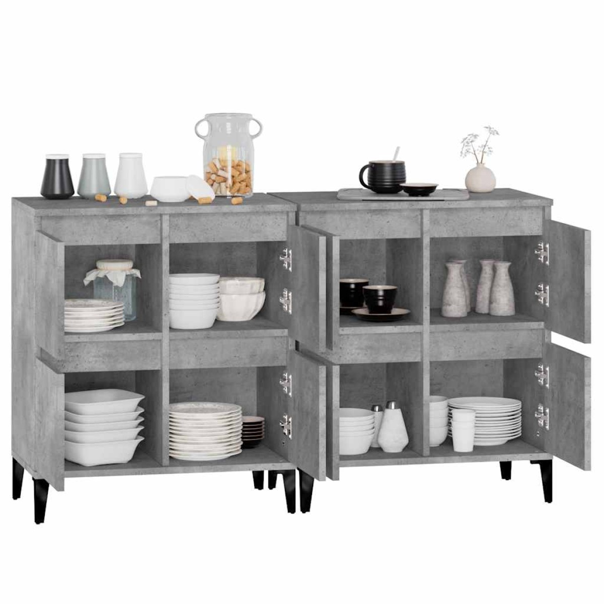 vidaXL Ντουλάπια 2 τεμ. Γκρι Σκυροδέματος 60x35x70 εκ. Επεξεργ. Ξύλο