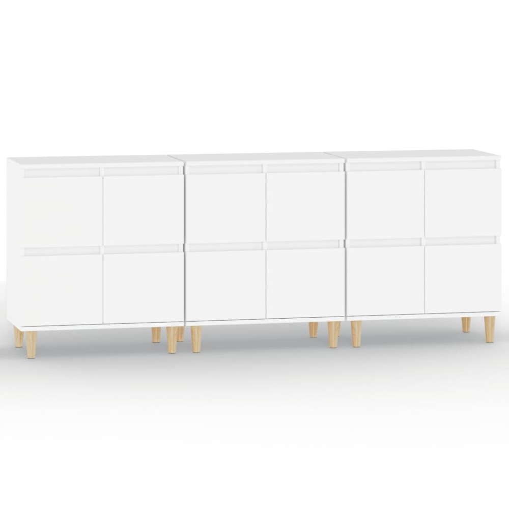 vidaXL Ντουλάπια 3 τεμ. Λευκό 60x35x70 εκ. Επεξεργασμένο Ξύλο