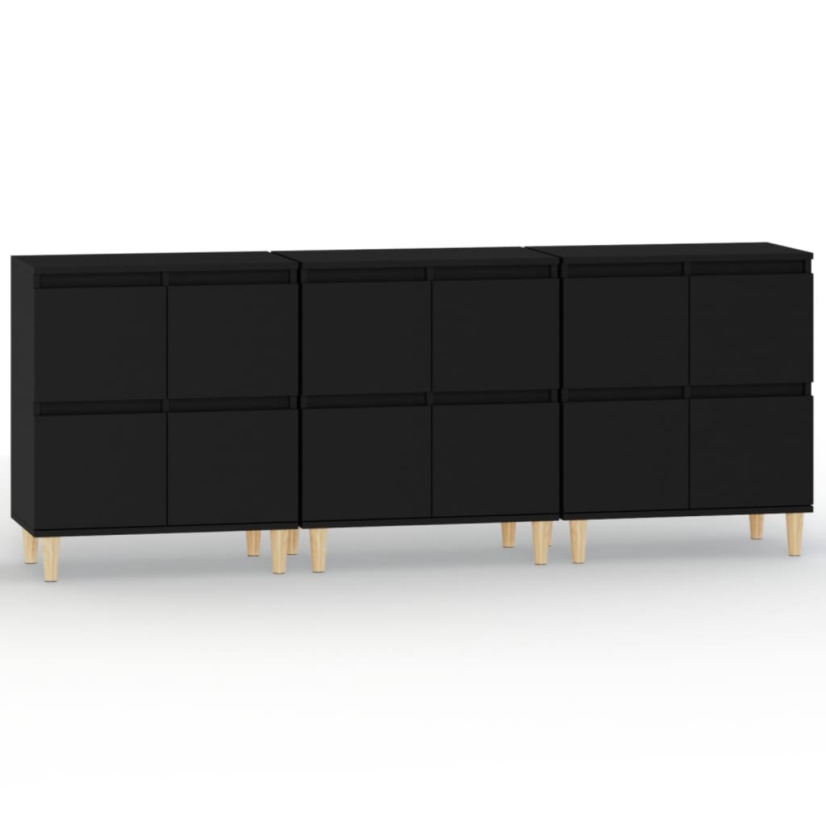 vidaXL Ντουλάπια 3 τεμ. Μαύρα 60x35x70 εκ. Επεξεργασμένο Ξύλο