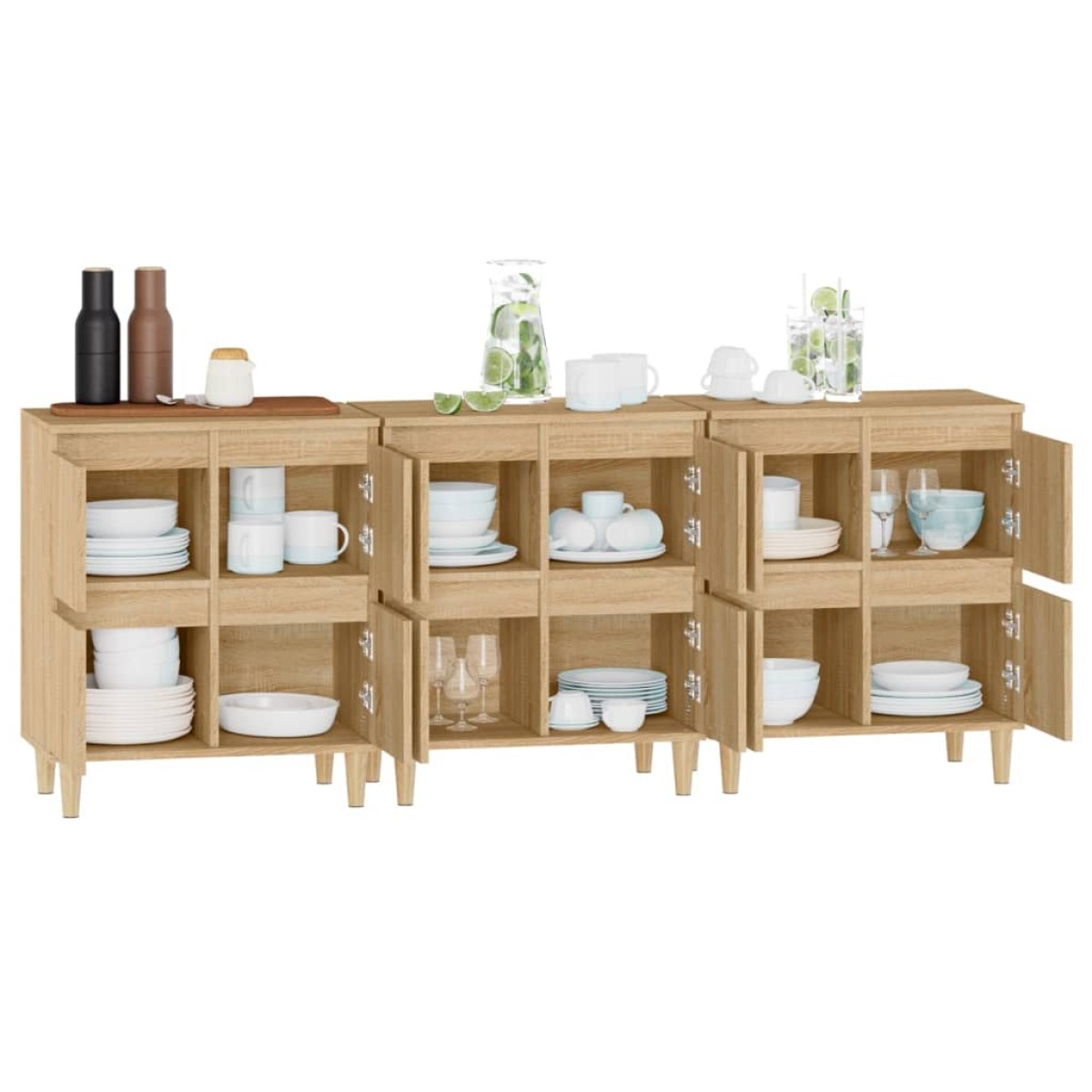 vidaXL Ντουλάπια 3 τεμ. Sonoma Δρυς 60x35x70 εκ. Επεξεργασμένο Ξύλο