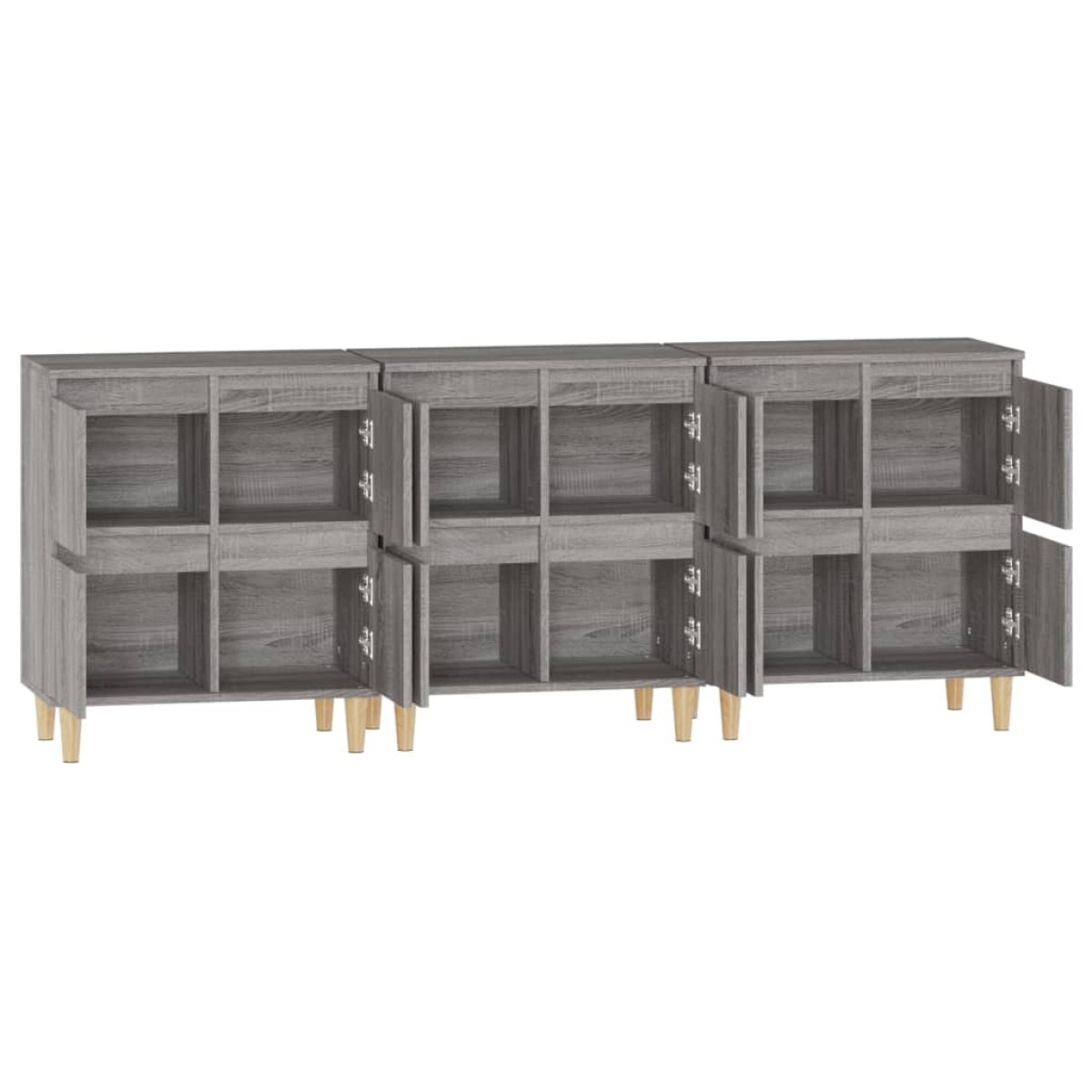 vidaXL Ντουλάπι 3 τεμ. Γκρι Sonoma 60x35x70 εκ. από Επεξεργασμένο Ξύλο