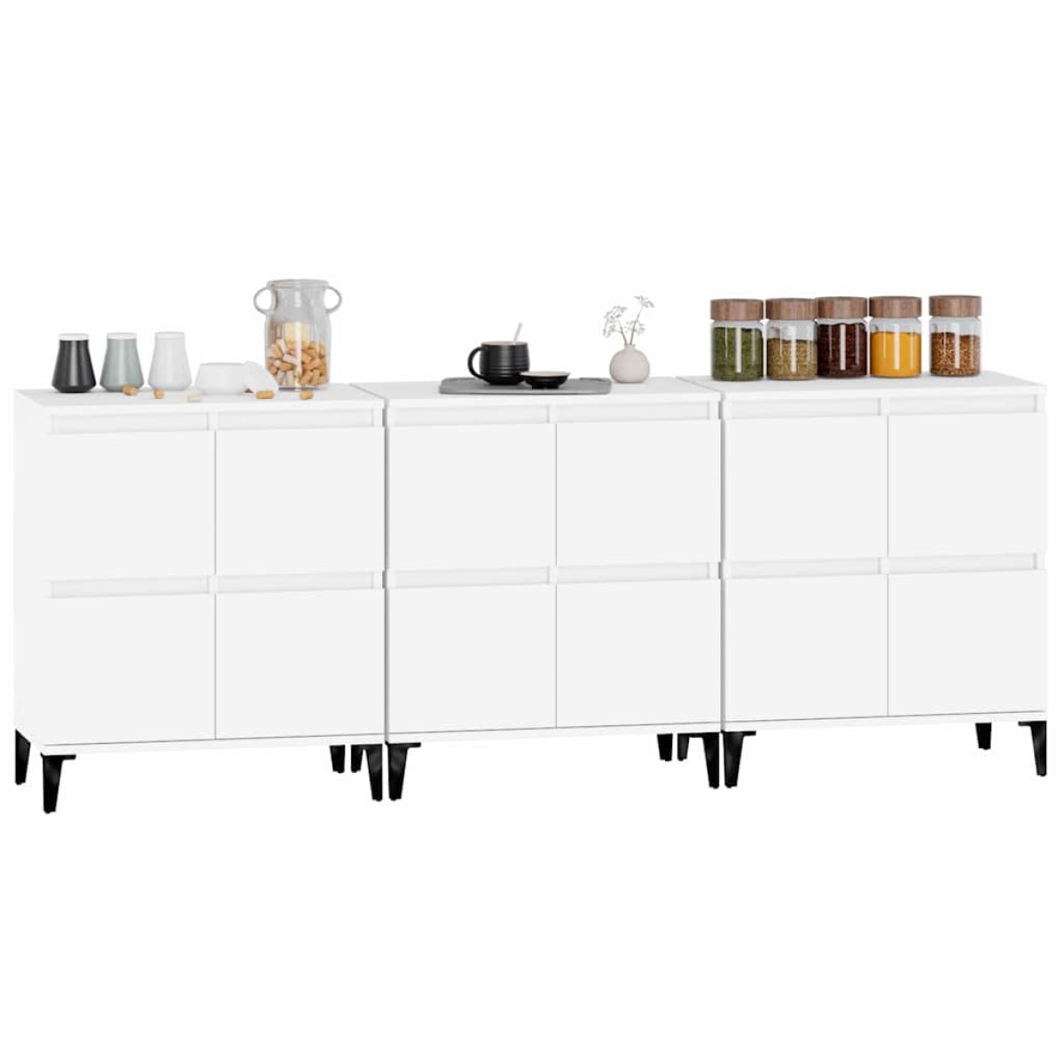 vidaXL Ντουλάπια 3 τεμ. Λευκό 60x35x70 εκ. Επεξεργασμένο Ξύλο