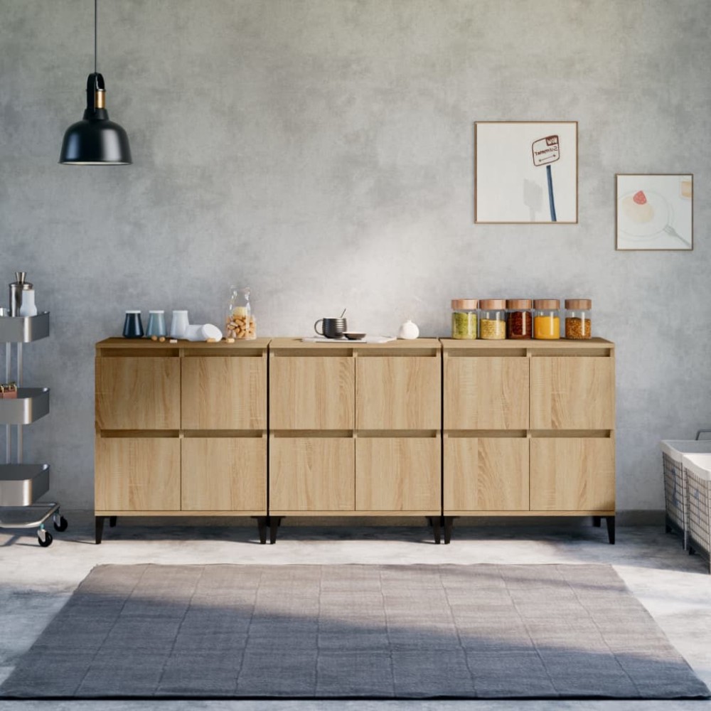 vidaXL Ντουλάπια 3 τεμ. Sonoma Δρυς 60x35x70 εκ. Επεξεργασμένο Ξύλο