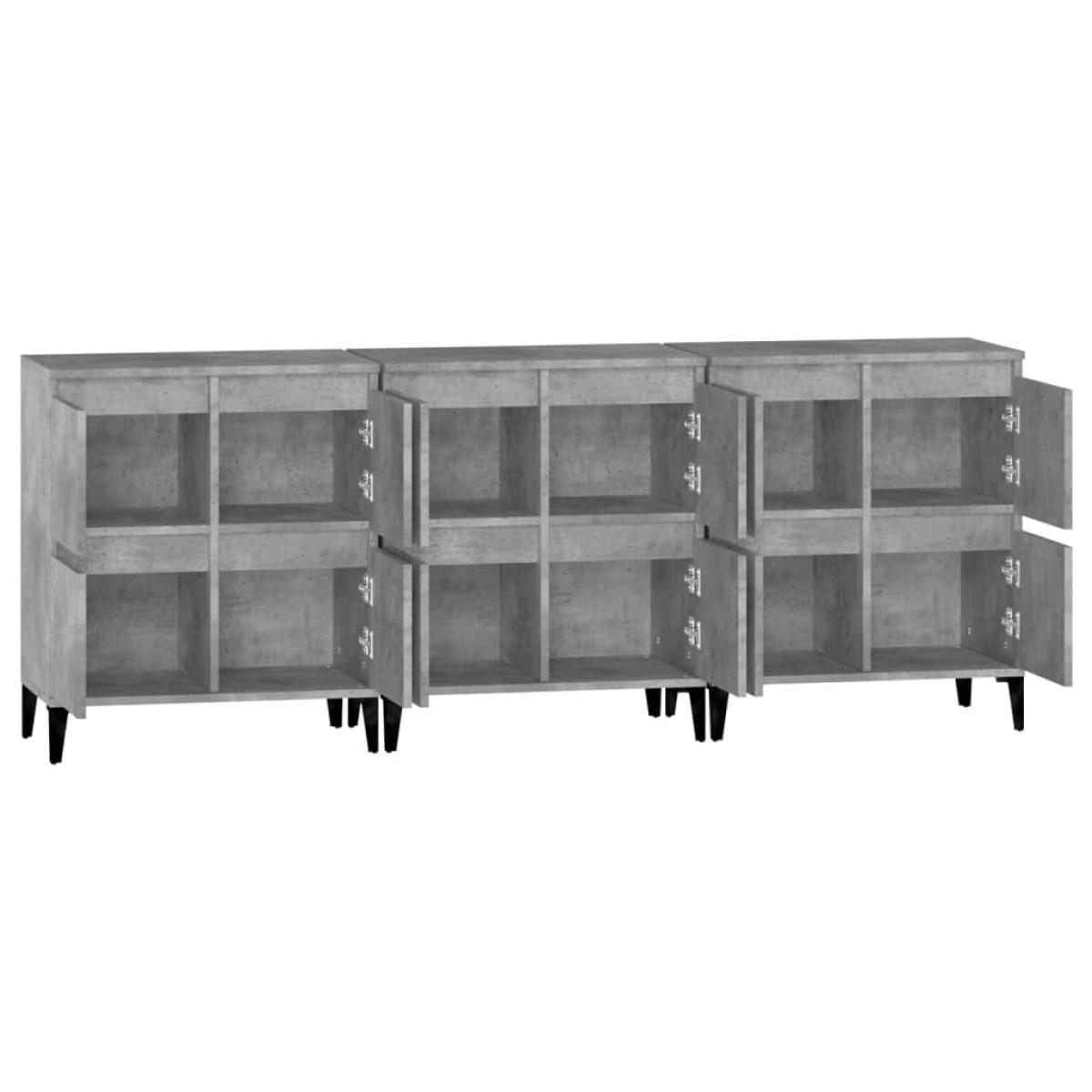 vidaXL Ντουλάπια 3 τεμ. Γκρι Σκυροδέματος 60x35x70 εκ. Επεξεργ. Ξύλο