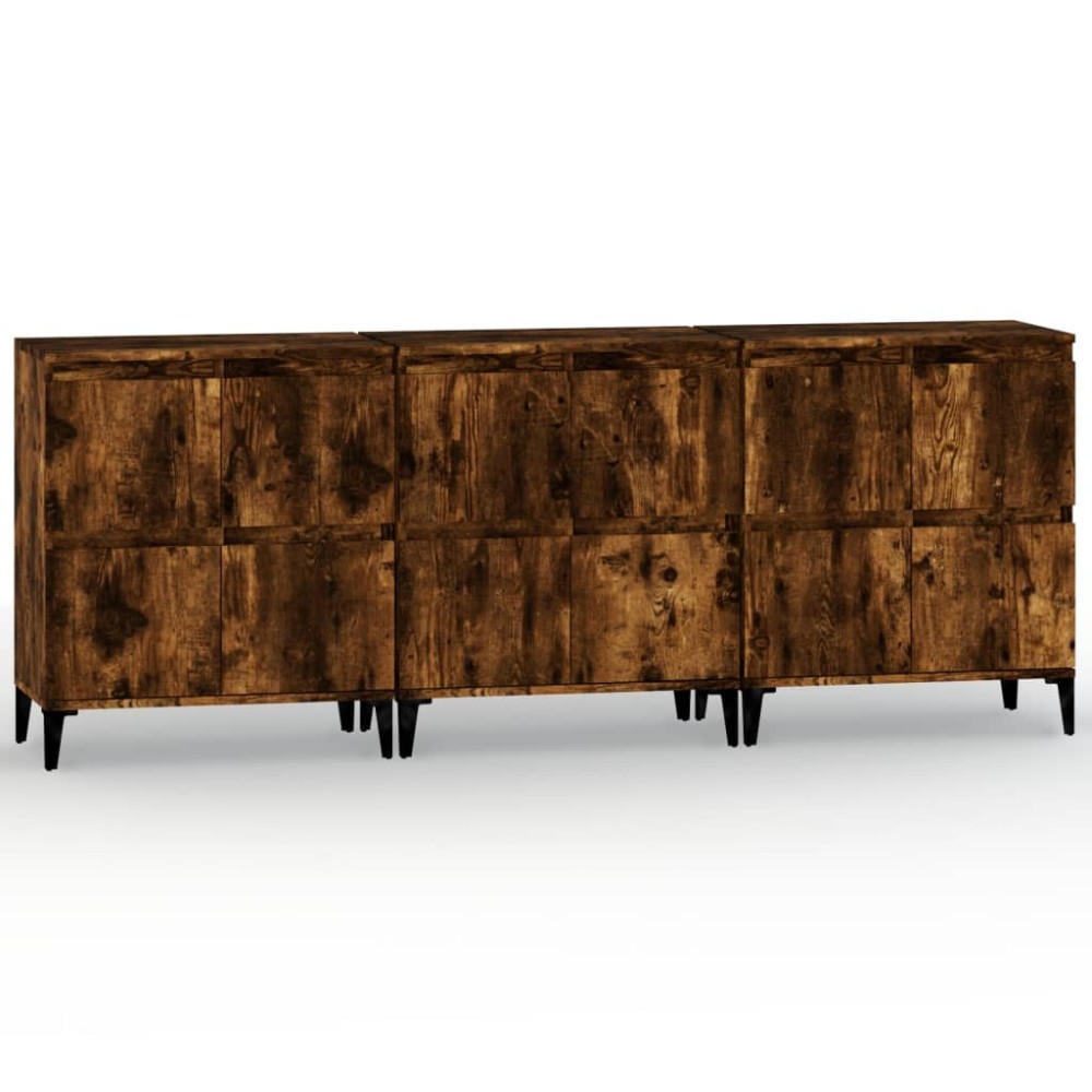 vidaXL Ντουλάπια 3 τεμ. Καπνιστή Δρυς 60x35x70 εκ. Επεξεργασμένο Ξύλο