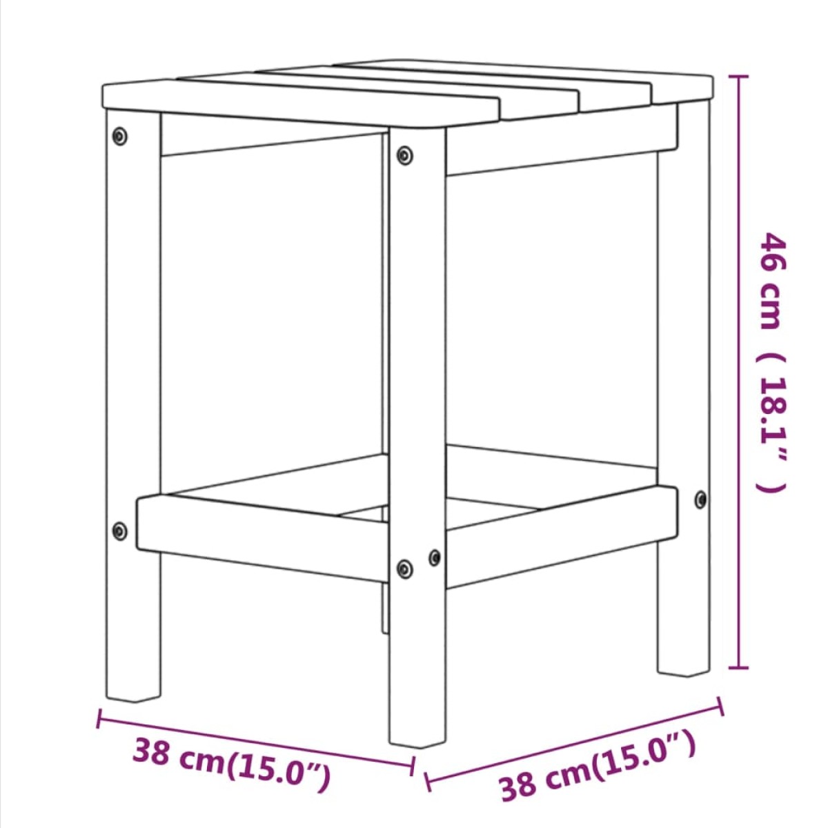 vidaXL Τραπέζι Κήπου Adirondack Ανθρακί 38 x 38 x 46 εκ. από HDPE