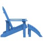 vidaXL Καρέκλα Κήπου Adirondack με Υποπόδιο Γαλάζιο από HDPE