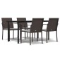 vidaXL Σετ Τραπεζαρίας Κήπου 5 τεμ. Συνθ. Ρατάν / Ατσάλι με Μαξιλάρια