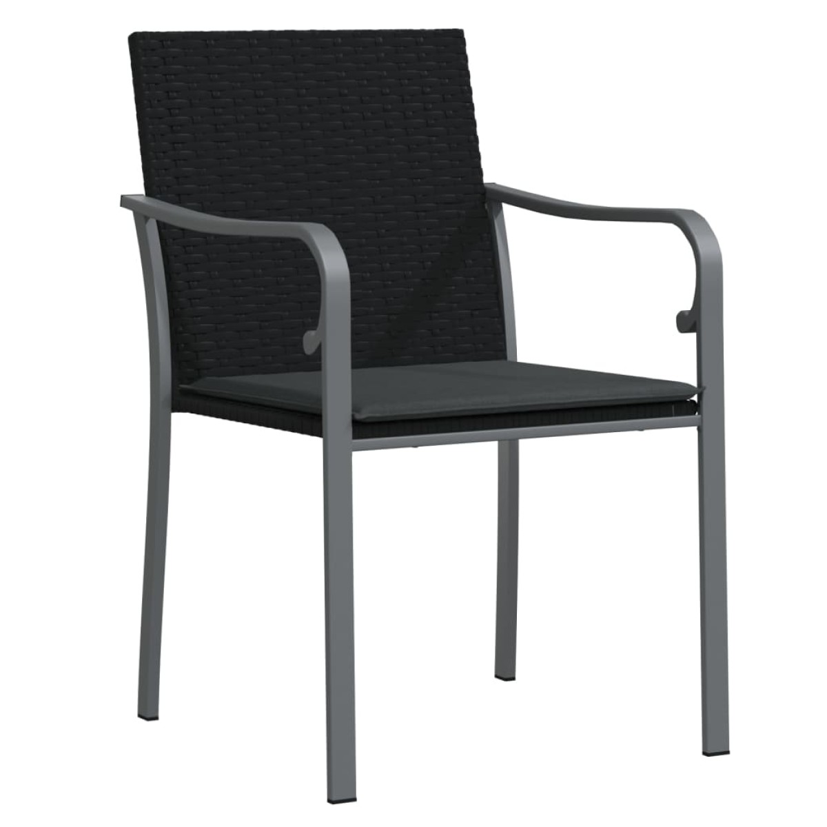 vidaXL Καρέκλες Κήπου με Μαξιλάρια 4τεμ Μαύρες 56x59x84 εκ Συνθ. Ρατάν
