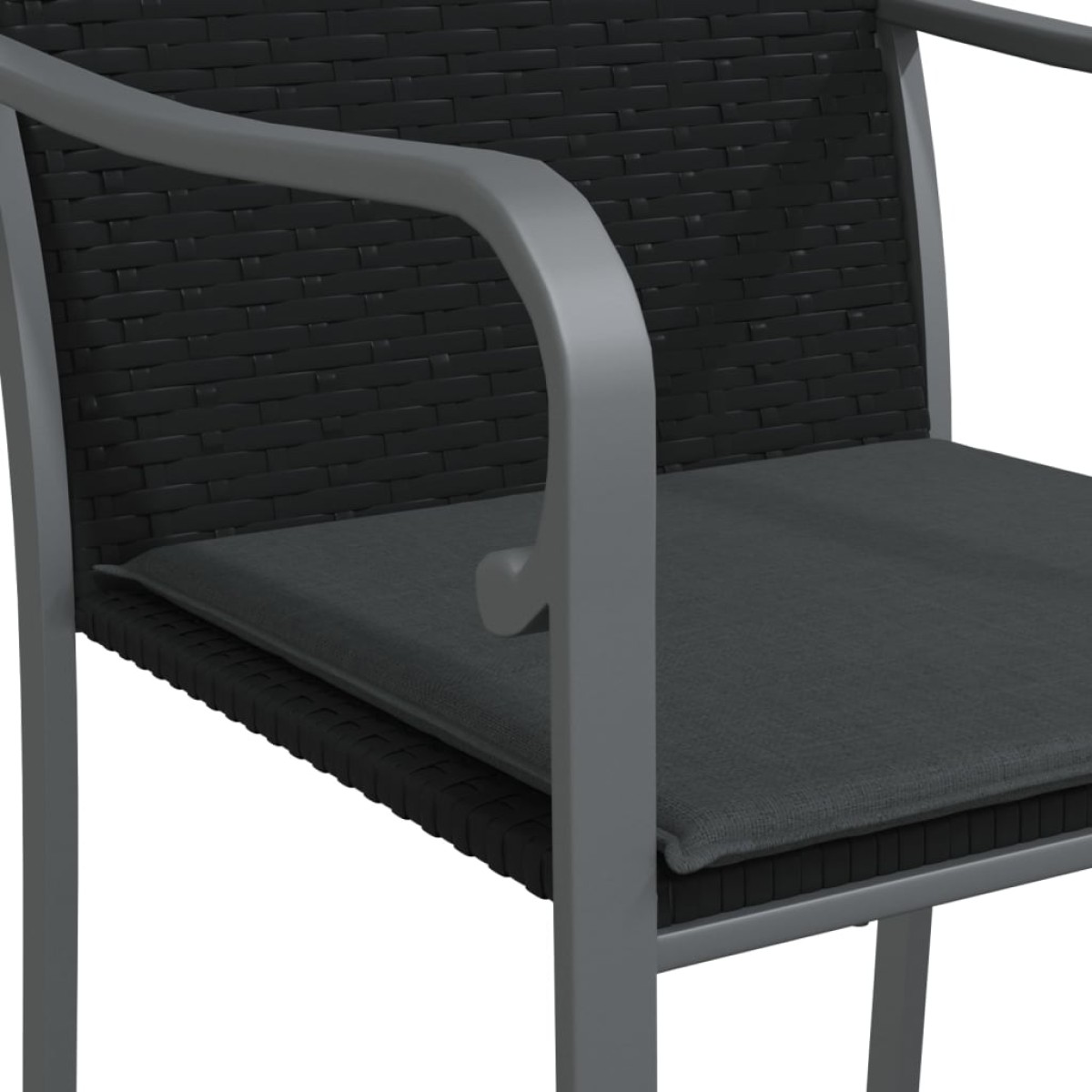 vidaXL Καρέκλες Κήπου με Μαξιλάρια 6 τεμ Μαύρο 56x59x84 εκ Συνθ. Ρατάν