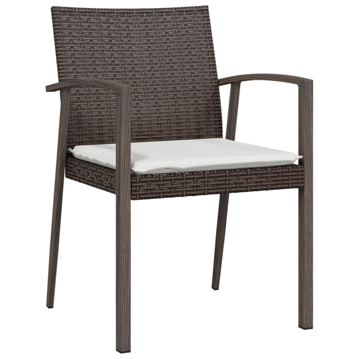 vidaXL Καρέκλες Κήπου με Μαξιλάρια 4τεμ Καφέ 56,5x57x83 εκ Συνθ. Ρατάν