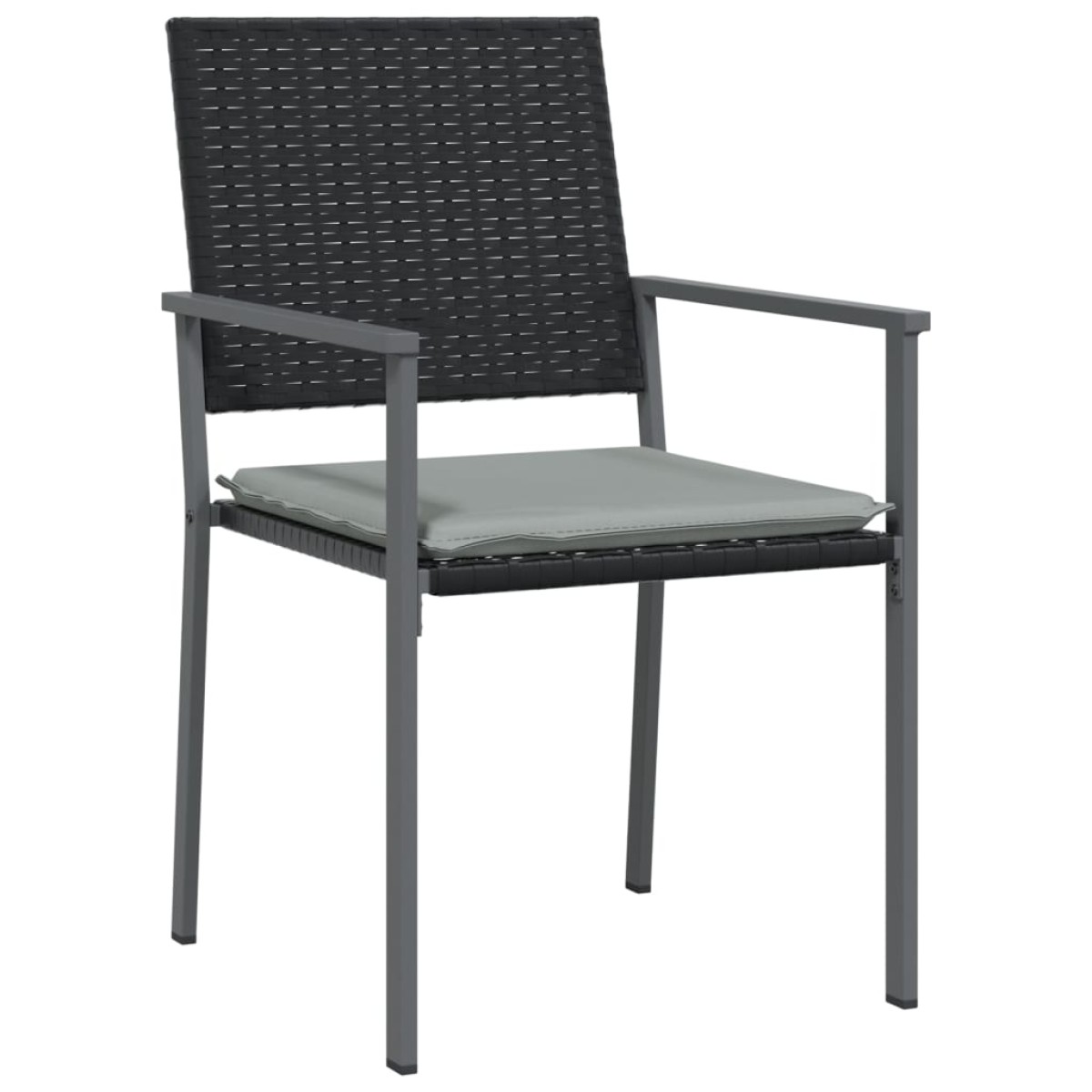 vidaXL Καρέκλες Κήπου 4 τεμ. Μαύρο 54x62,5x89 εκ Συνθ. Ρατάν&Μαξιλάρια