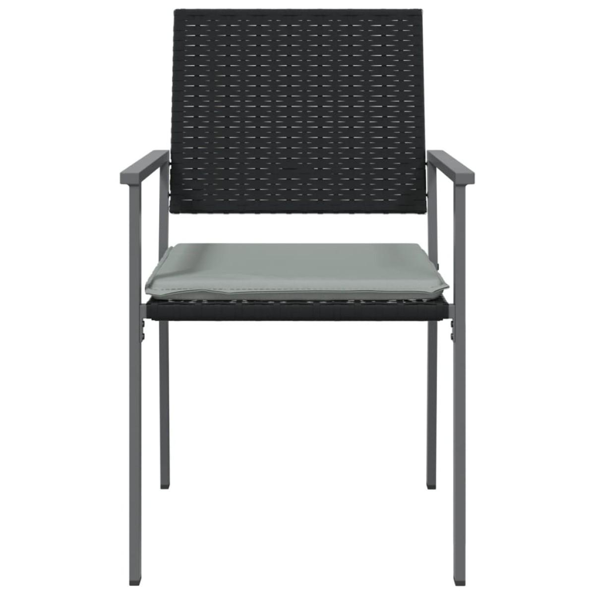 vidaXL Καρέκλες Κήπου 4 τεμ. Μαύρο 54x62,5x89 εκ Συνθ. Ρατάν&Μαξιλάρια