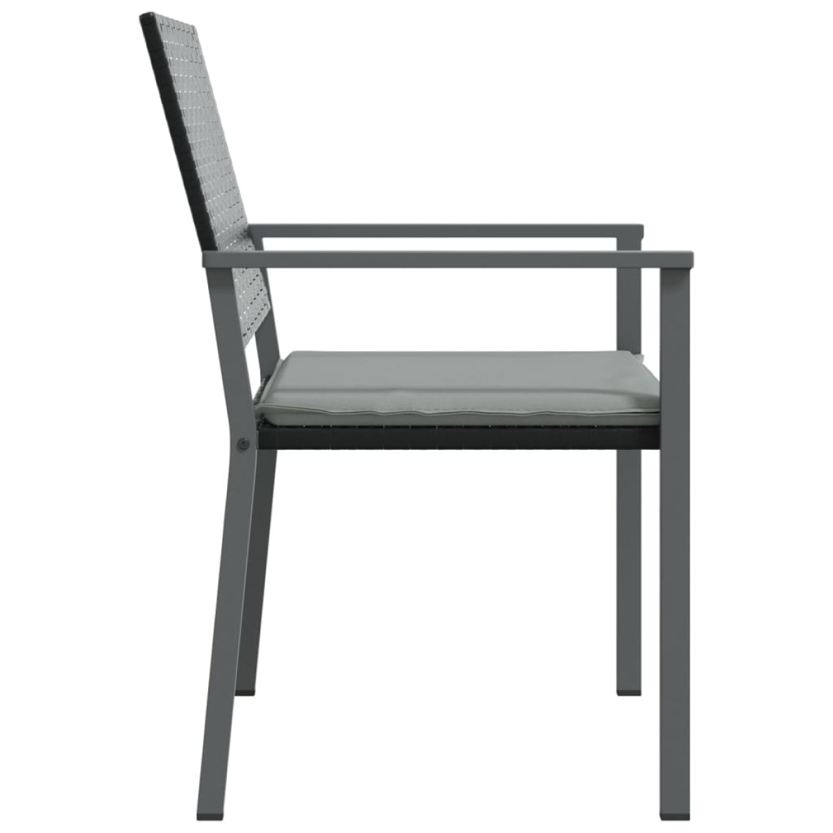 vidaXL Καρέκλες Κήπου 4 τεμ. Μαύρο 54x62,5x89 εκ Συνθ. Ρατάν&Μαξιλάρια