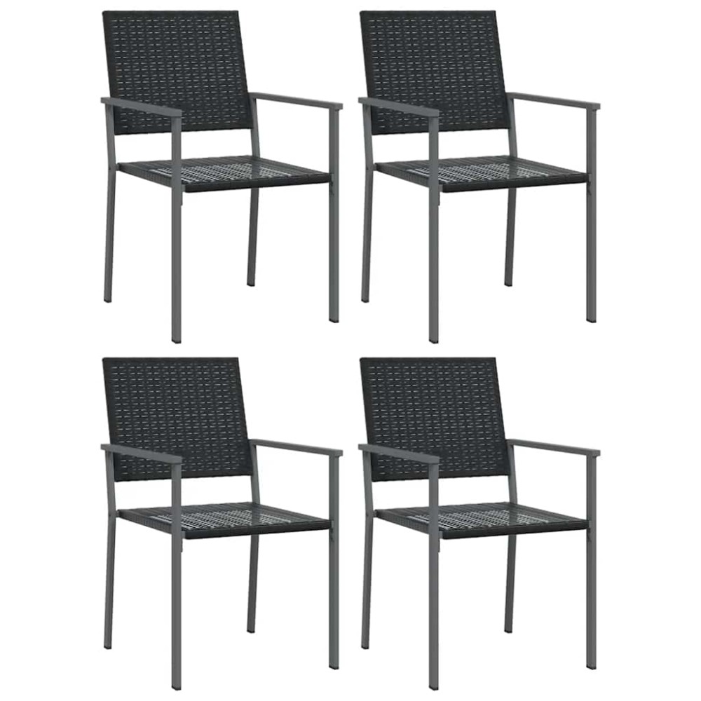 vidaXL Καρέκλες Κήπου 4 τεμ. Μαύρες 54x62,5x89 εκ. από Συνθετικό Ρατάν