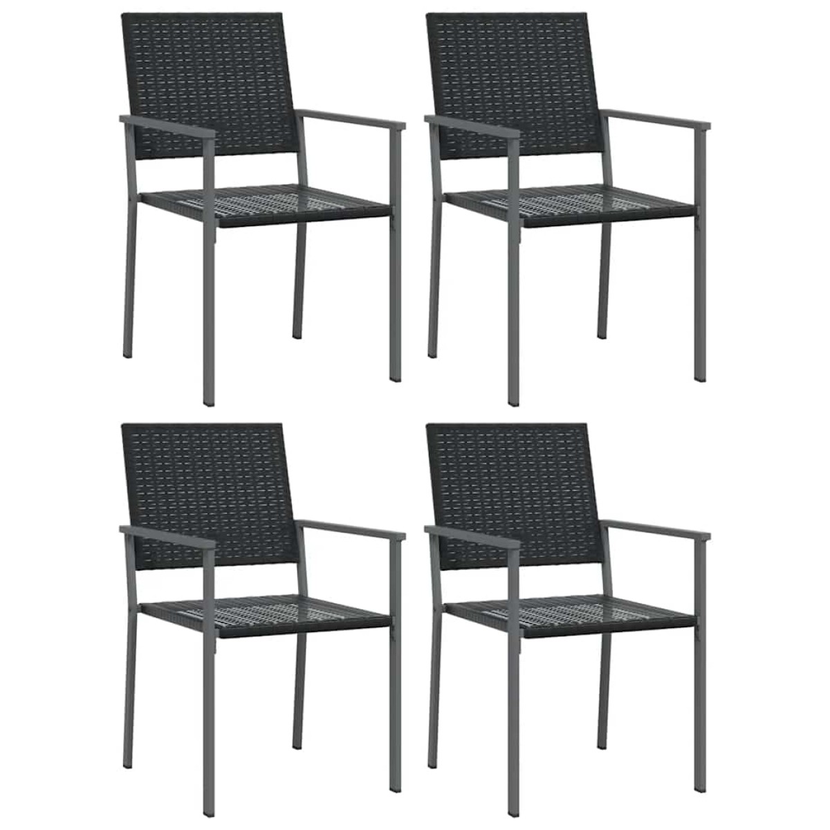 vidaXL Καρέκλες Κήπου 4 τεμ. Μαύρες 54x62,5x89 εκ. από Συνθετικό Ρατάν
