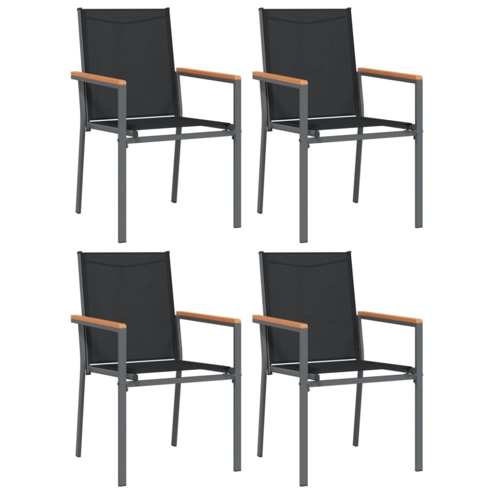 vidaXL Καρέκλες Κήπου 4 τεμ. Μαύρες 55x61,5x90 εκ από Textilene/Ατσάλι