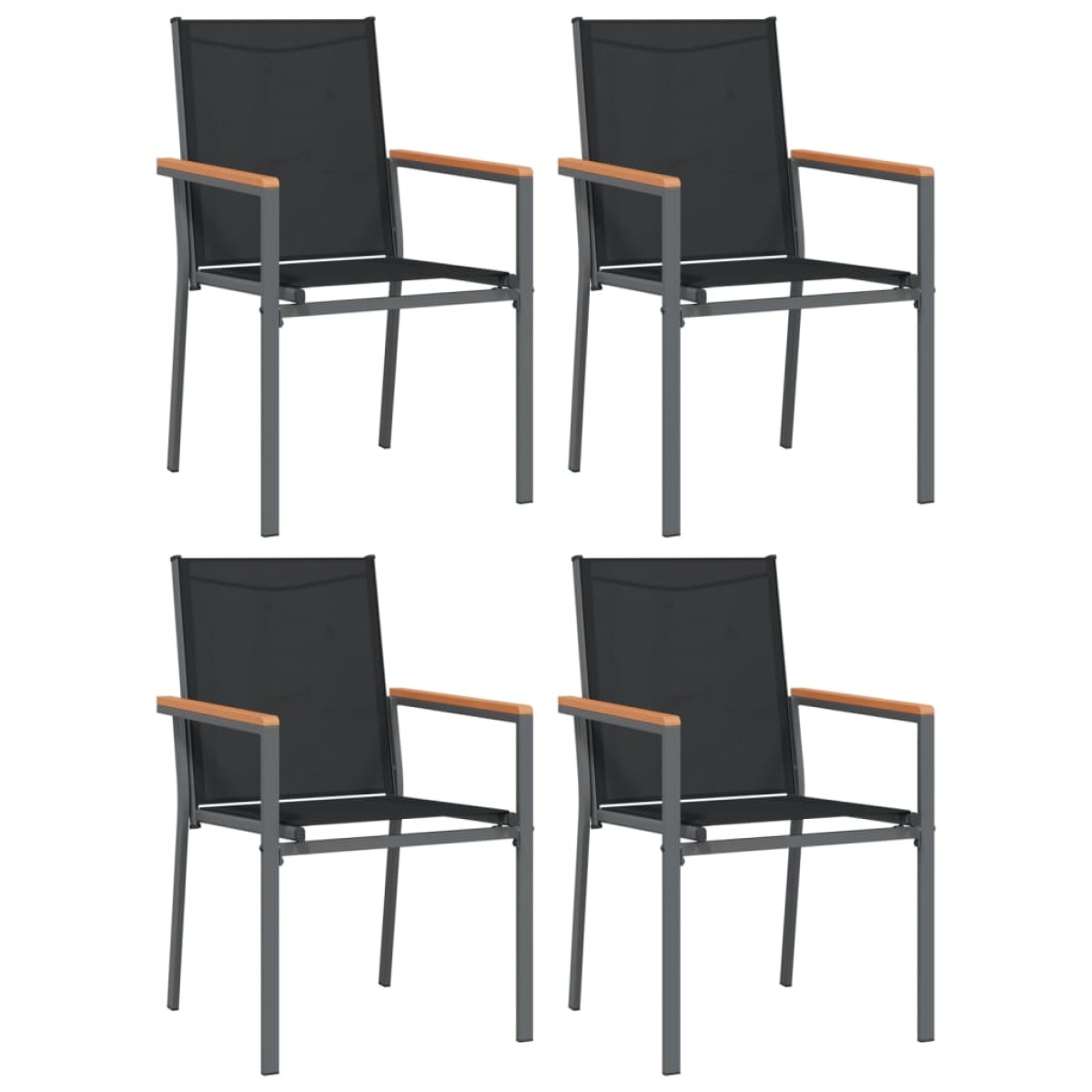 vidaXL Καρέκλες Κήπου 4 τεμ. Μαύρες 55x61,5x90 εκ από Textilene/Ατσάλι