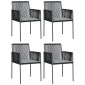 vidaXL Καρέκλες Κήπου 4 τεμ. Μαύρο 54x60,5x83,5 εκ Συνθ. Ρατάν&Μαξιλ.