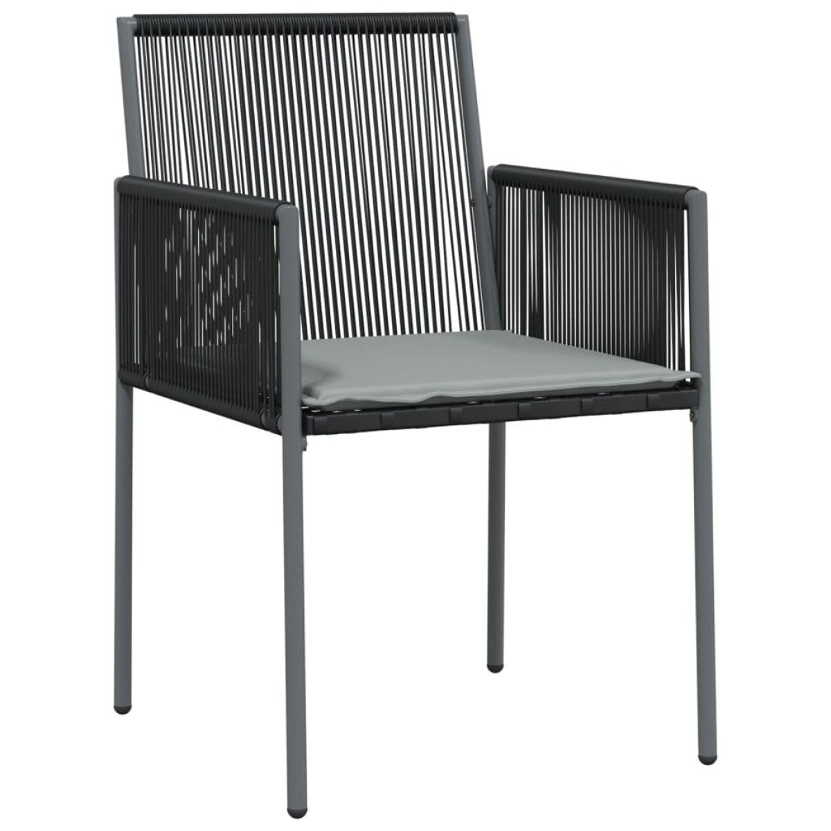 vidaXL Καρέκλες Κήπου 4 τεμ. Μαύρο 54x60,5x83,5 εκ Συνθ. Ρατάν&Μαξιλ.