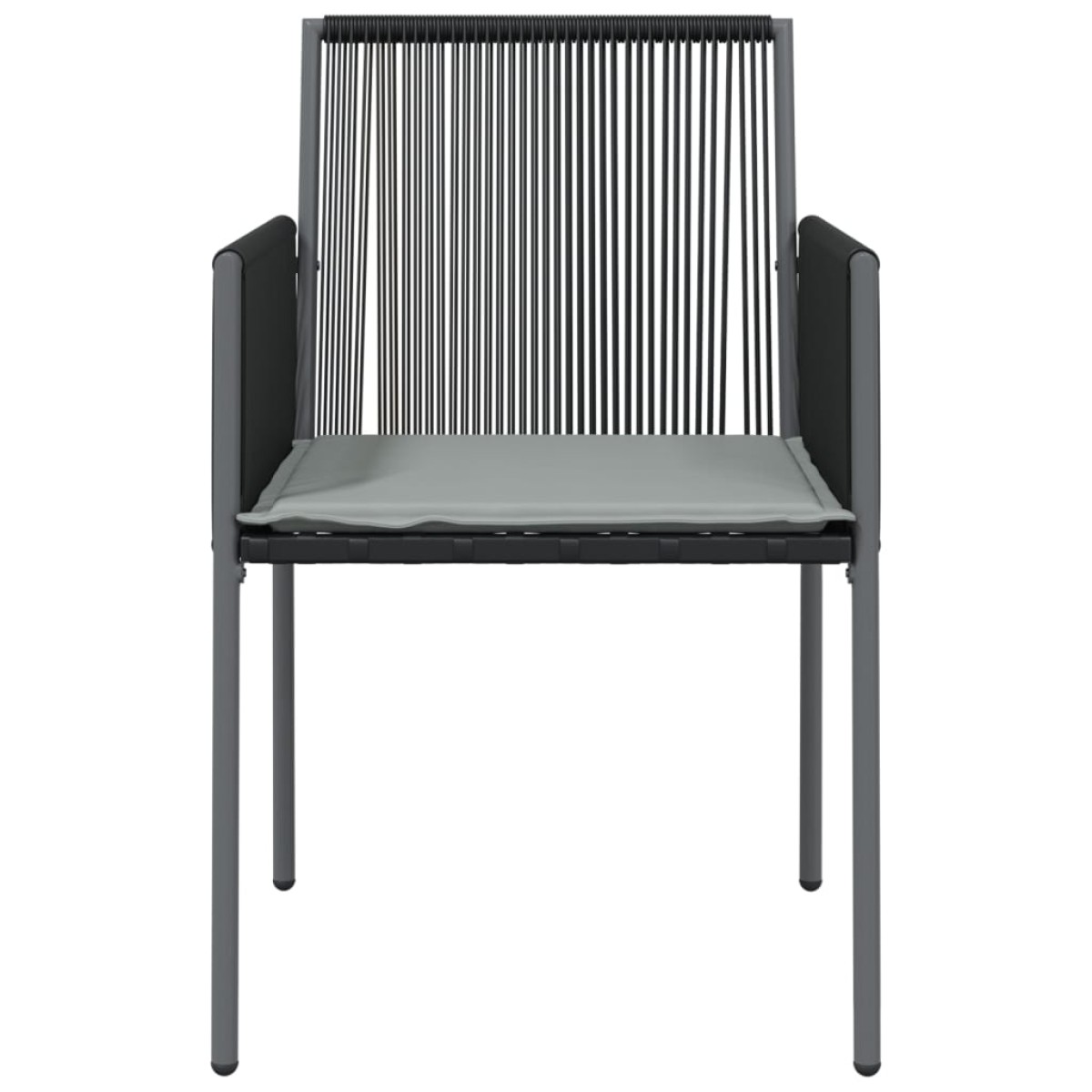 vidaXL Καρέκλες Κήπου 4 τεμ. Μαύρο 54x60,5x83,5 εκ Συνθ. Ρατάν&Μαξιλ.