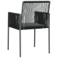 vidaXL Καρέκλες Κήπου 4 τεμ. Μαύρο 54x60,5x83,5 εκ Συνθ. Ρατάν&Μαξιλ.