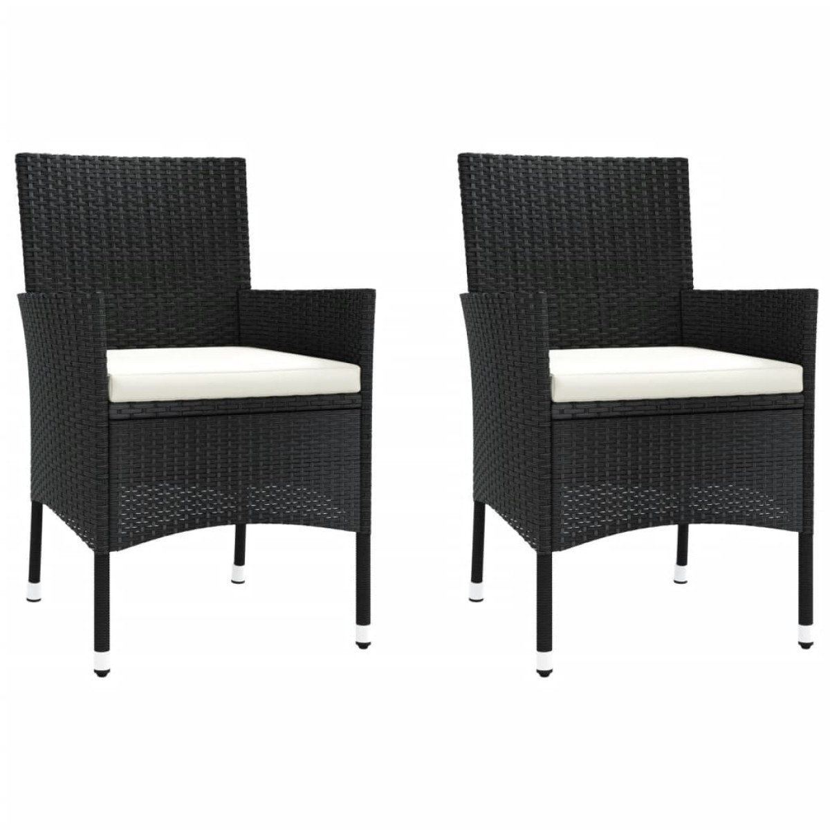 vidaXL Σετ Επίπλων Bistro Κήπου 3 τεμ Μαύρο Συνθετ. Ρατάν με Μαξιλάρια