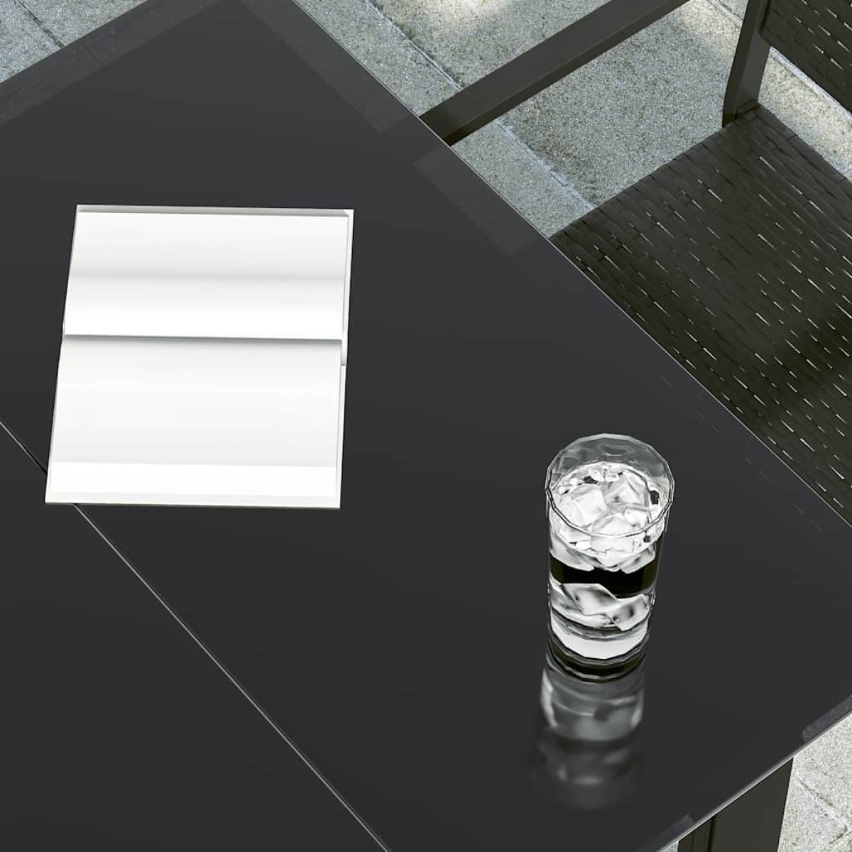 vidaXL Τραπεζαρία Κήπου Μαύρη 80 x 80 x 74 εκ. από Ατσάλι / Γυαλί