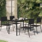 vidaXL Τραπεζαρία Κήπου Μαύρη 140 x 70 x 74 εκ. από Ατσάλι / Γυαλί