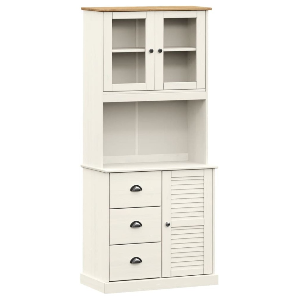 vidaXL Βιτρίνα VIGO Λευκή 78 x 40 x 175 εκ. από Μασίφ Ξύλο Πεύκου