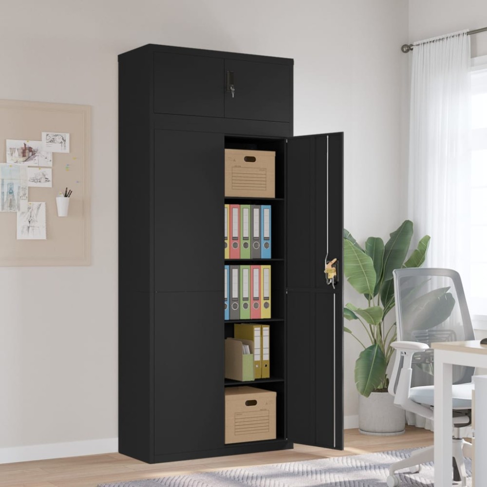 vidaXL Αρχειοθήκη Μαύρη 90 x 40 x 220 εκ. Ατσάλινη