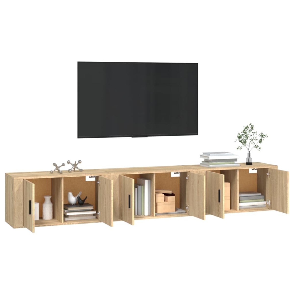 vidaXL Έπιπλα Τηλεόρασης Επιτοίχια 3 τεμ. Sonoma Δρυς 80x34,5x40 εκ
