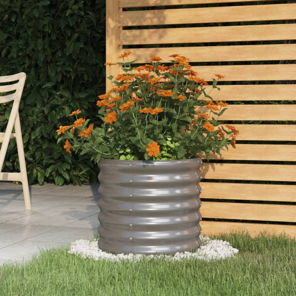 vidaXL Ζαρντινιέρα Γκρι 40x40x36 εκ. Γαλβανισμένος χάλυβας