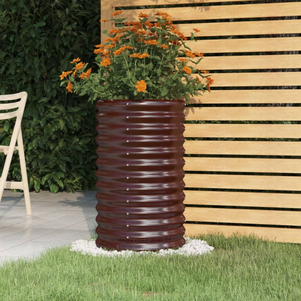 vidaXL Ζαρντινιέρα Καφέ 40x40x68 εκ. Γαλβανισμένος χάλυβας