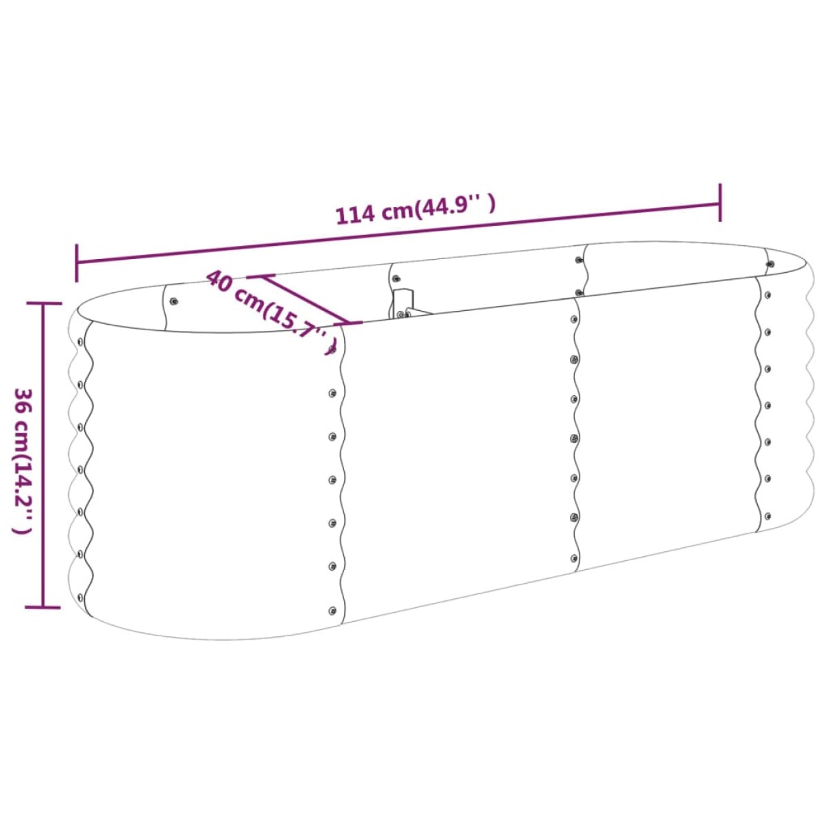 vidaXL Ζαρντινιέρα Καφέ 114x40x36 εκ. Ατσάλι με Ηλεκτρ. Βαφή Πούδρας