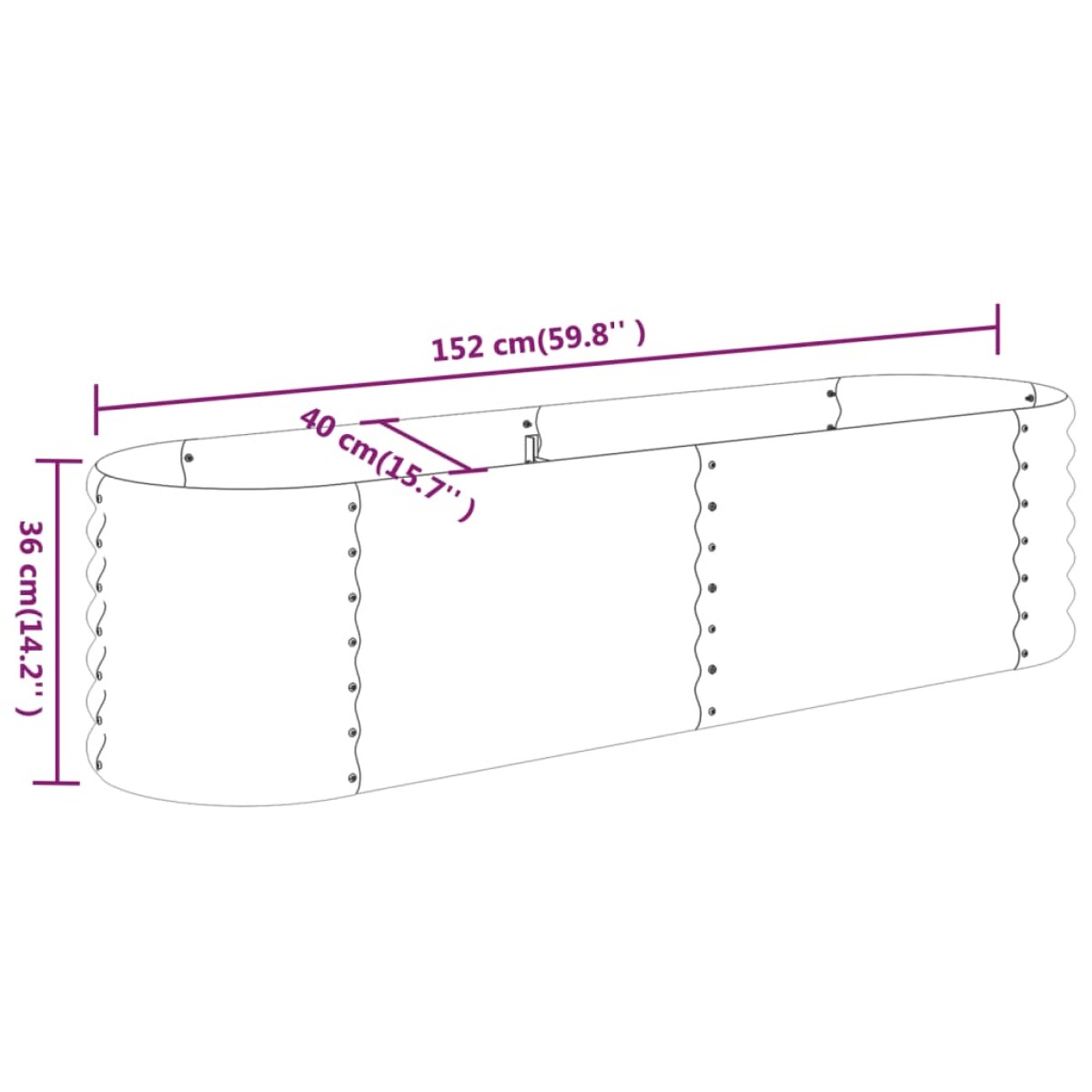 vidaXL Ζαρντινιέρα Γκρι 152x40x36 εκ. Ατσάλι με Ηλεκτρ. Βαφή Πούδρας