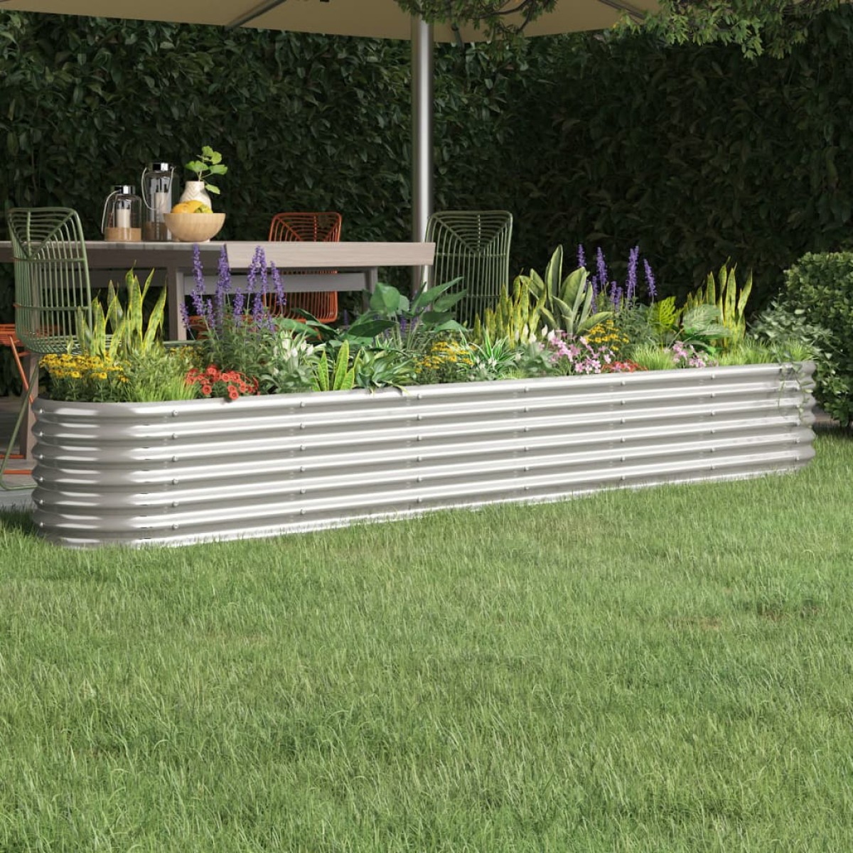 vidaXL Ζαρντινιέρα Ασημί 260x40x36 εκ. Ατσάλι με Ηλεκτρ. Βαφή Πούδρας