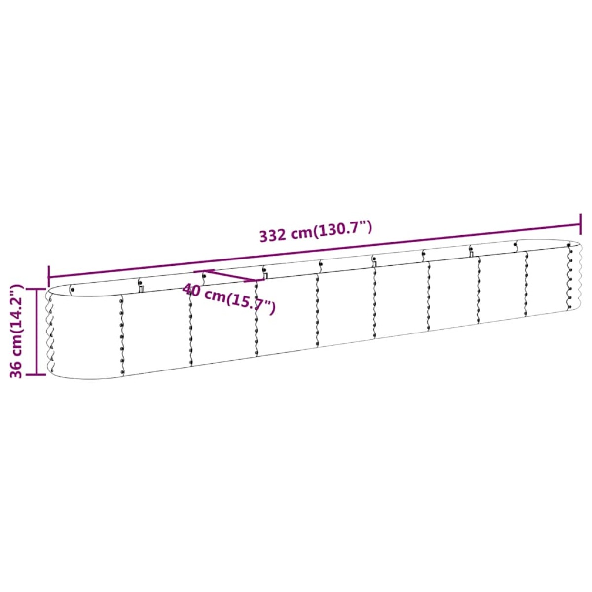 vidaXL Ζαρντινιέρα Ανθρακί 332x40x36 εκ Ατσάλι με Ηλεκτρ. Βαφή Πούδρας