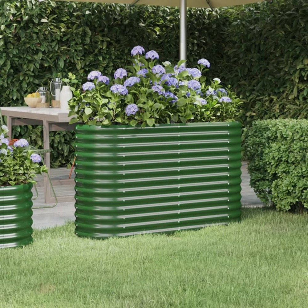 vidaXL Ζαρντινιέρα Πράσινη 114x40x68 εκ Γαλβανισμένος χάλυβας