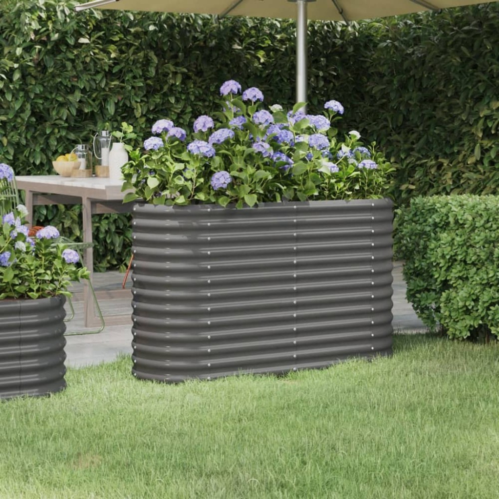 vidaXL Ζαρντινιέρα Γκρι 114x40x68 εκ. Γαλβανισμένος χάλυβας