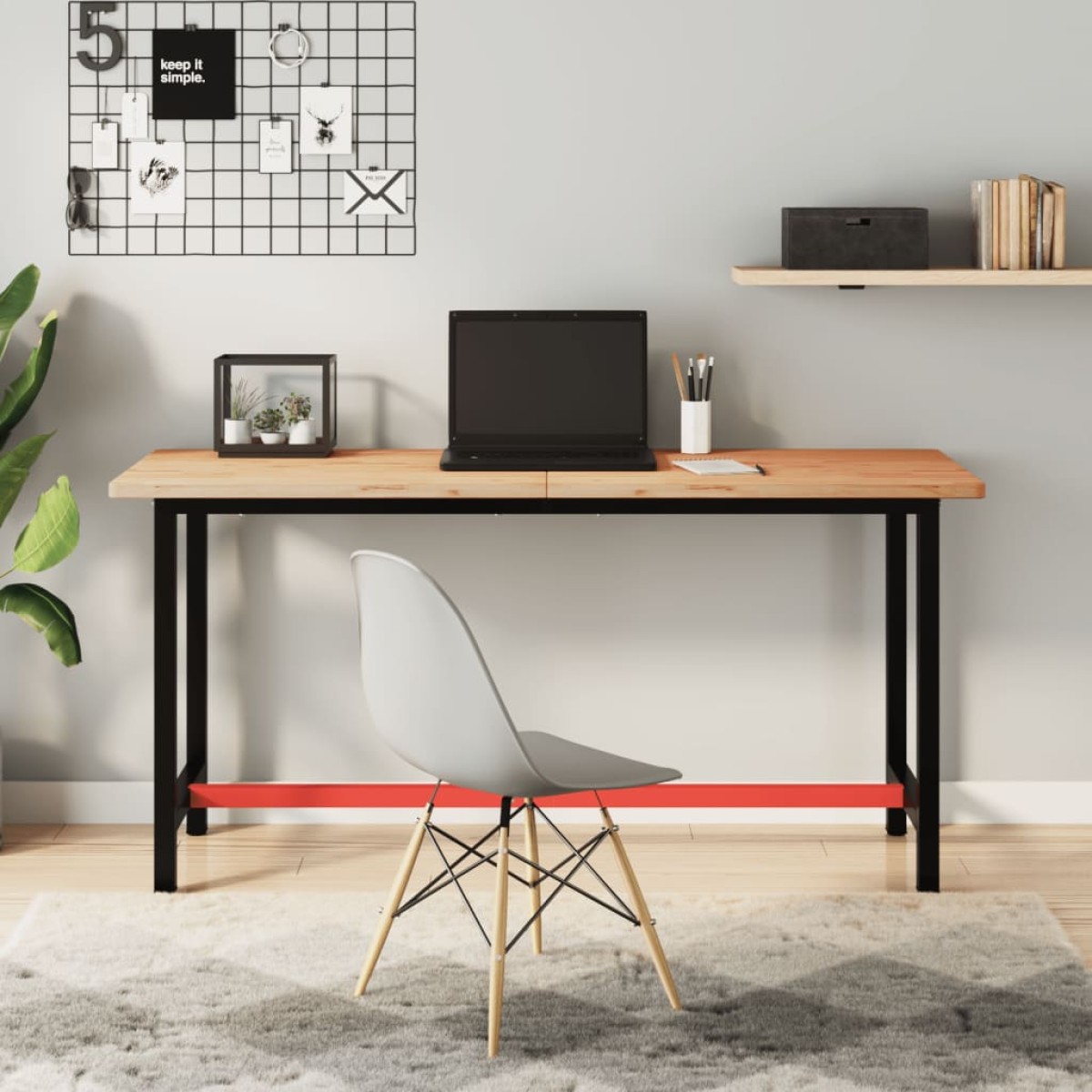 vidaXL Πάγκος Εργασίας 150x55x81,5εκ. από Μασίφ Ξύλο Οξιάς και Μέταλλο